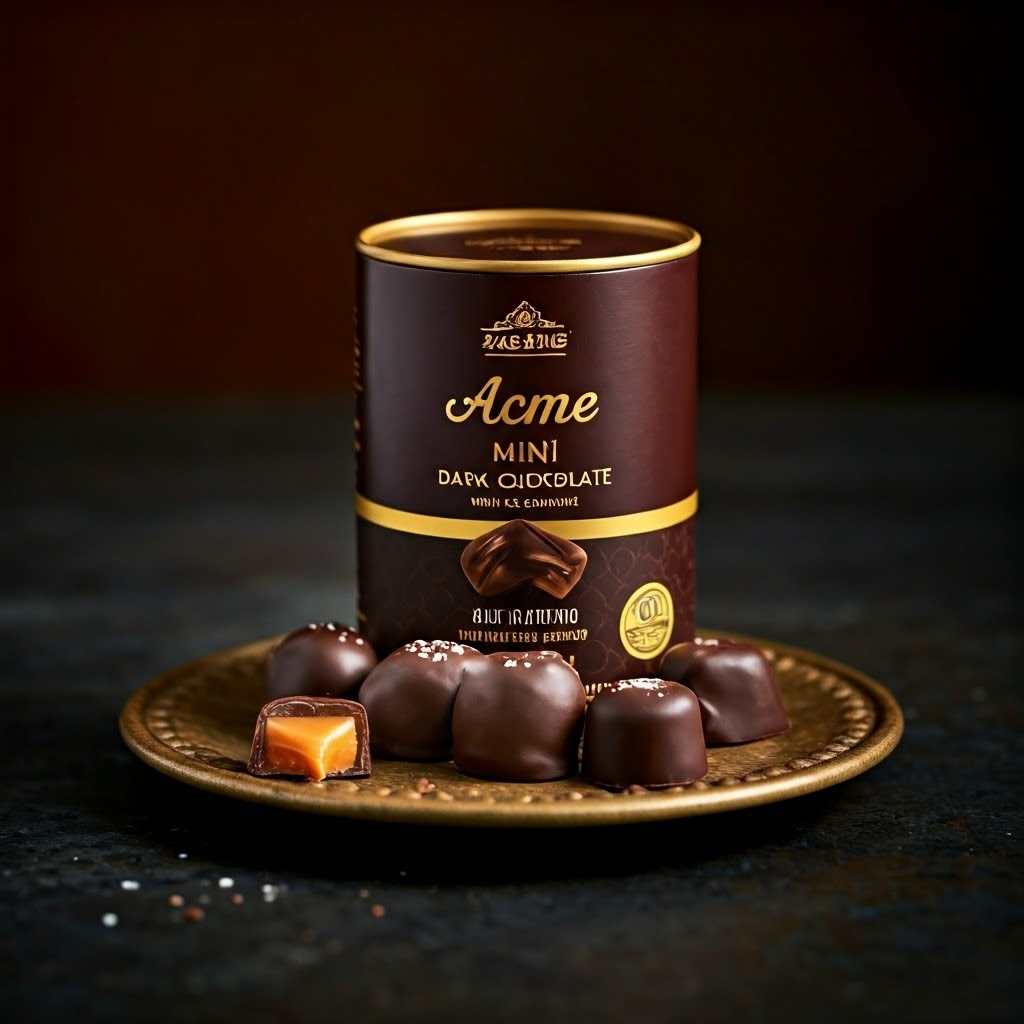 Acme Mini Dark Chocolate Salted Caramel - Gourmet Chocolates on Plate