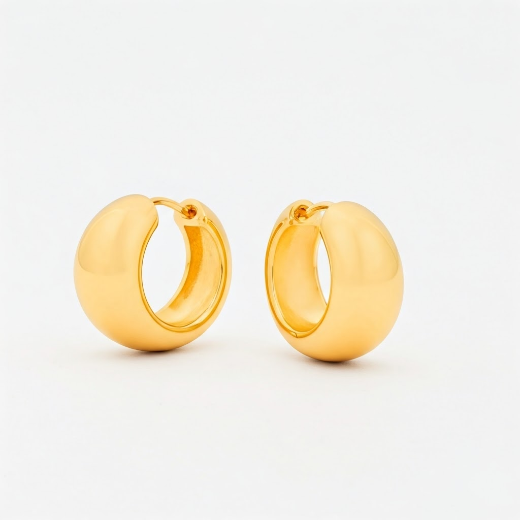 Gold Hoop Earrings: Chunky Dome Earrings | Women's Jewelry, Statement Earrings, Dome Hoop Earrings