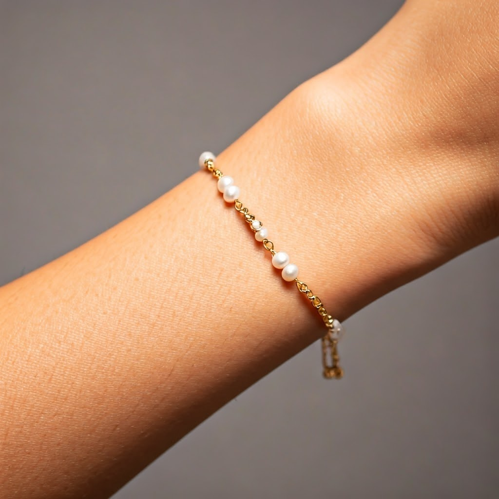 Gold Pearl Bracelet: Dainty Jewelry for Women. Shop Now!