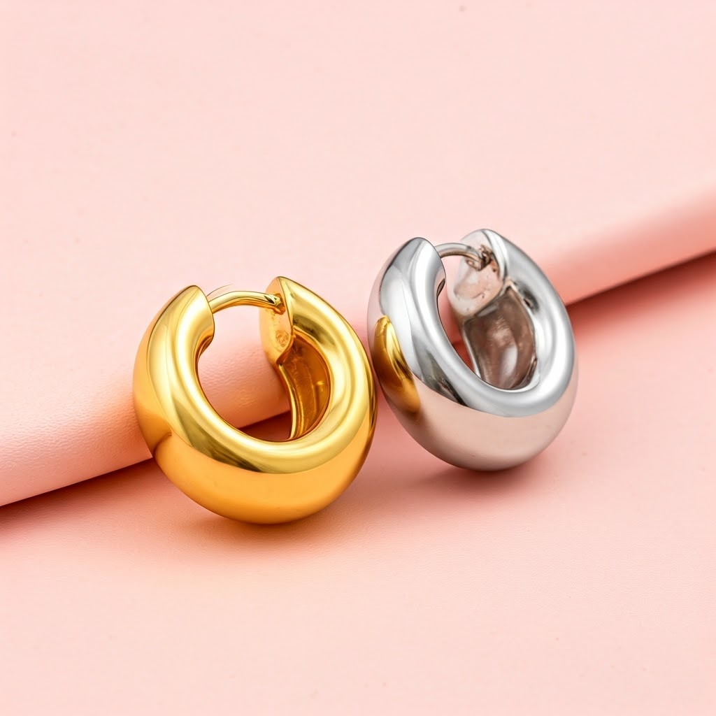 Gold & Silver Dome Hoop Earrings | Modern Jewelry | Stackable Earrings | Acme International Inc.