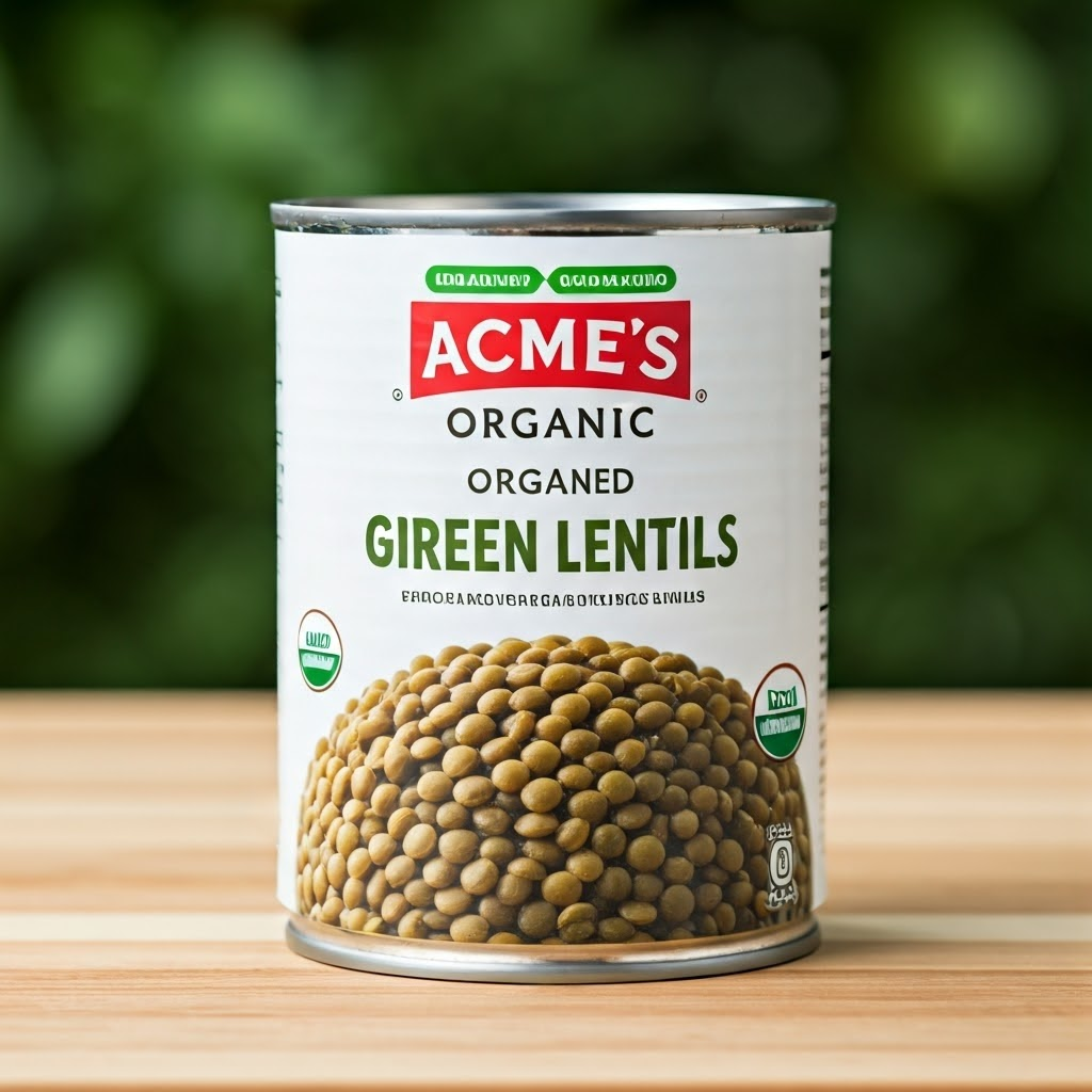 Acme's Organic Canned Green Lentils - Plant-Based Protein, Vegan Food Pantry Staple