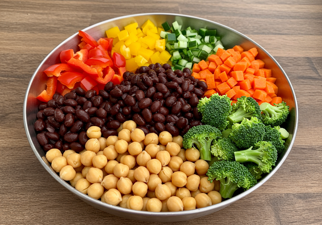 Colorful Canadian Dishes with Black Beans and Green Lentils