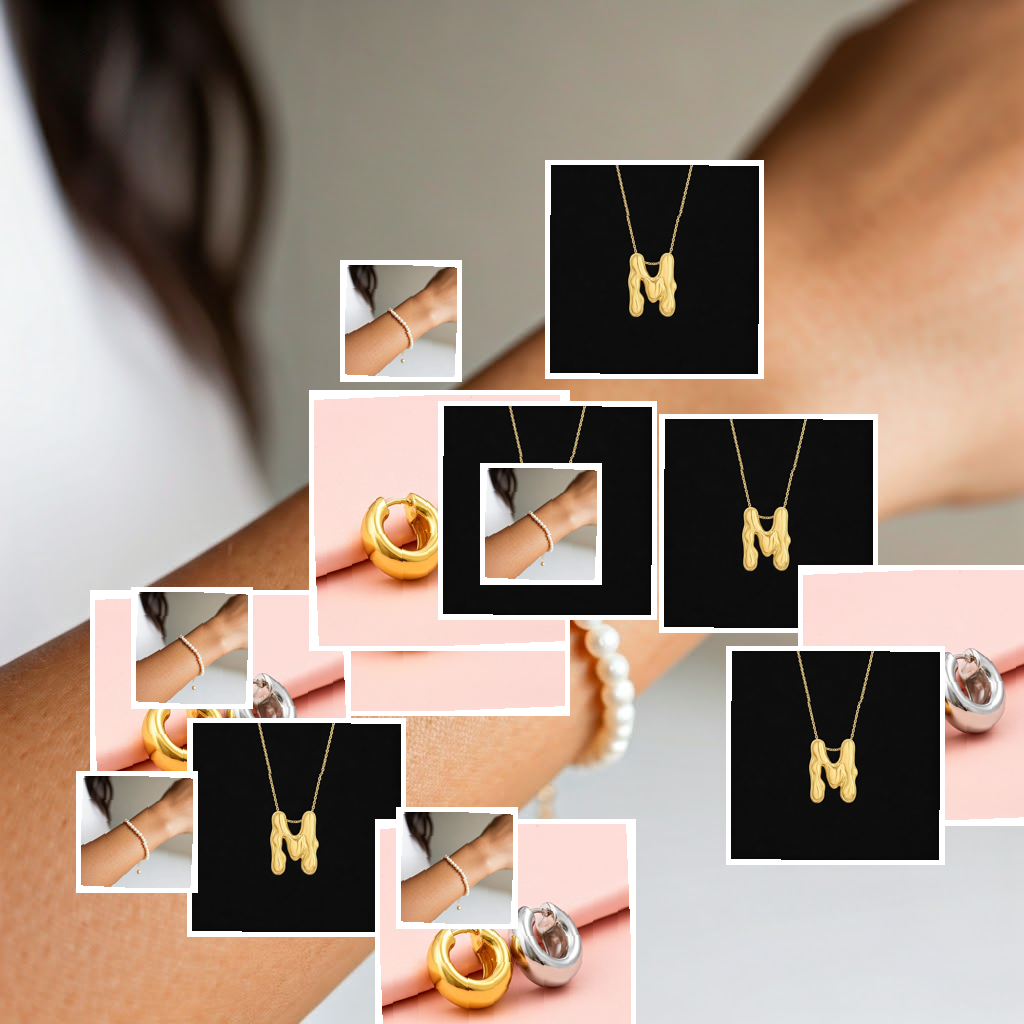 Acme International Style & Shine Jewelry Set: Gold Hoops, Pearl Bracelet & Initial Pendant Necklace