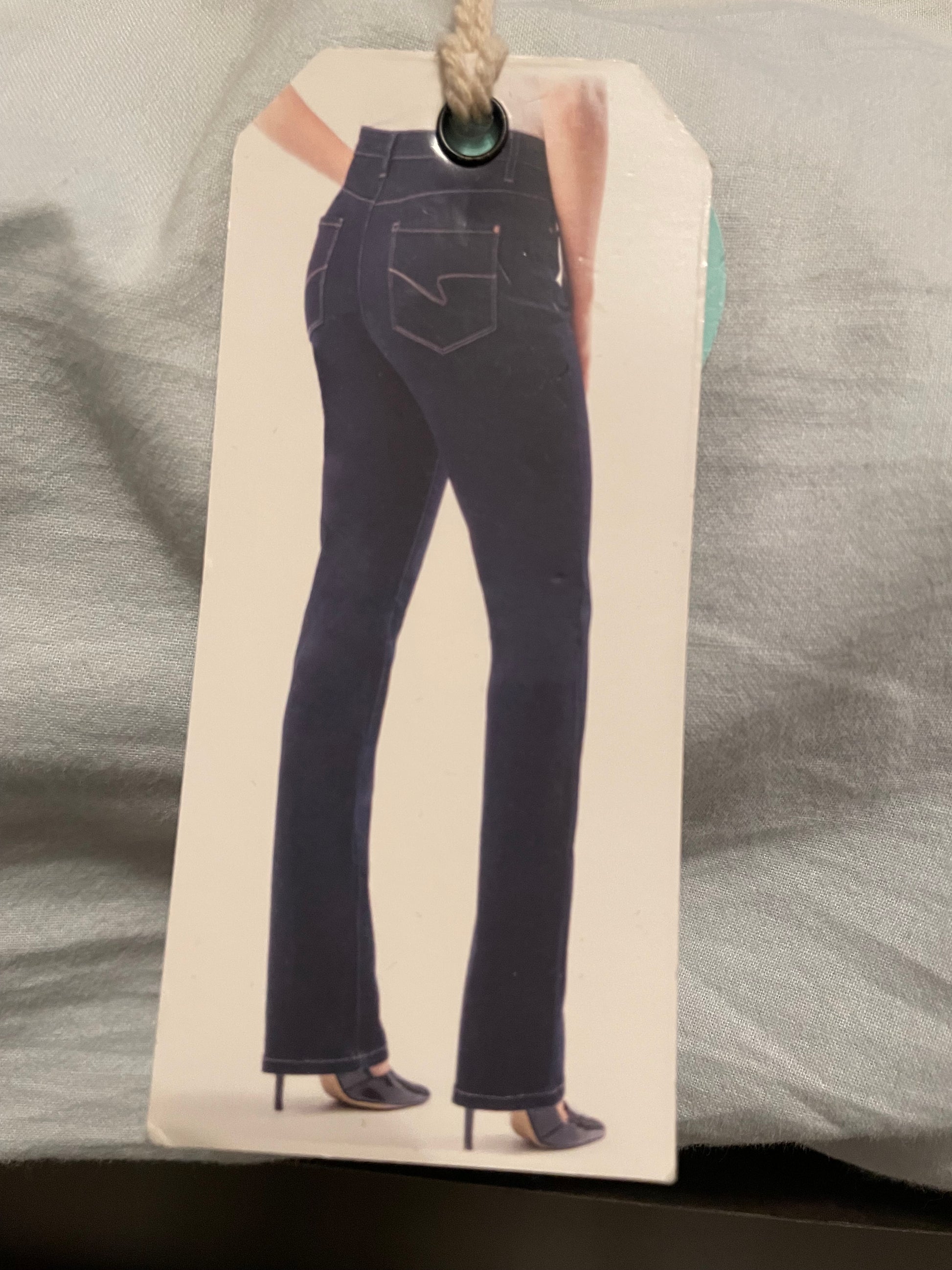Acme Santana Tummy Control Jeans, women's dark wash high waist slimming jeans - back view showing fit and style.
