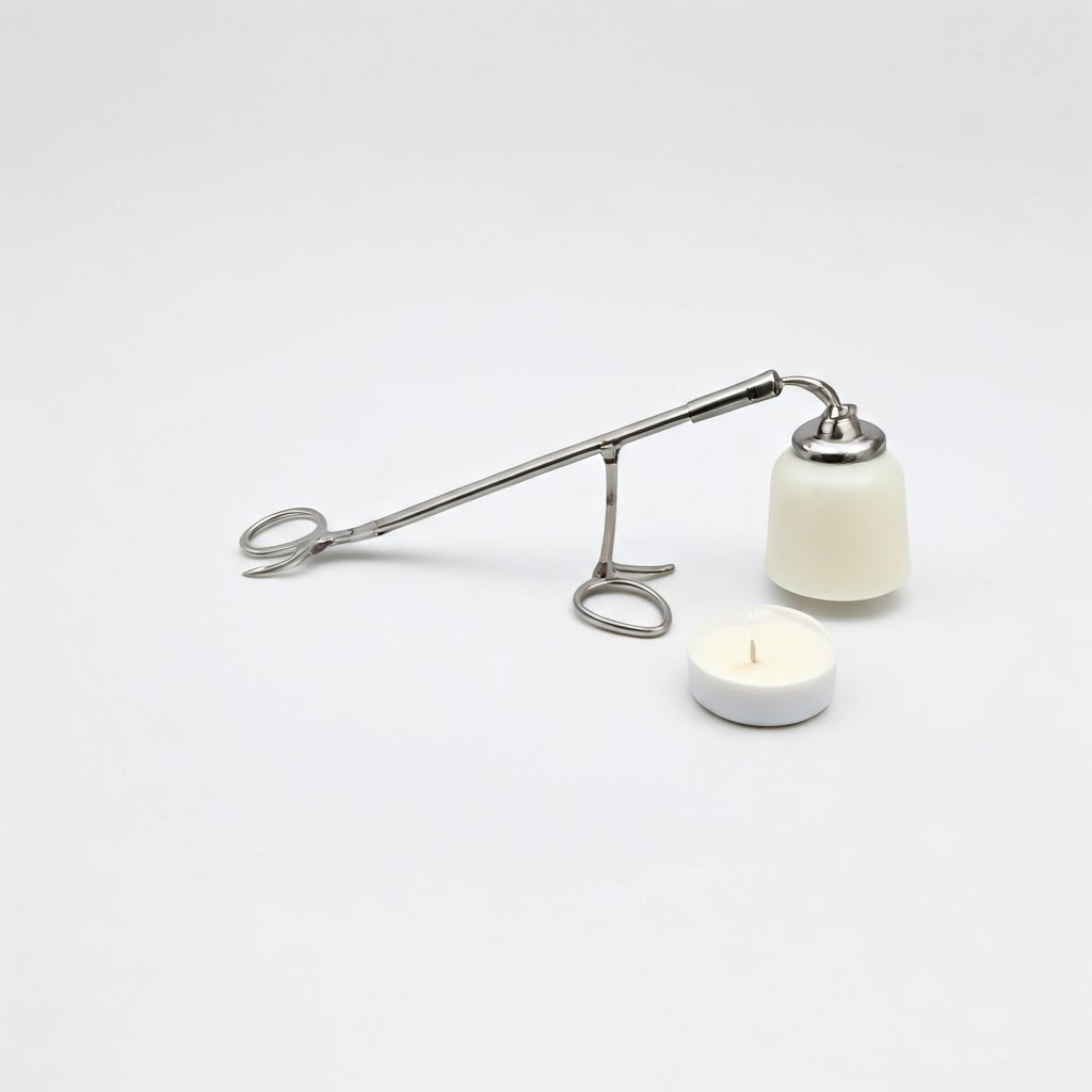 Stainless Steel Candle Wick Snuffer & Trimmer Kit with Tealight Candle - Safe & Clean