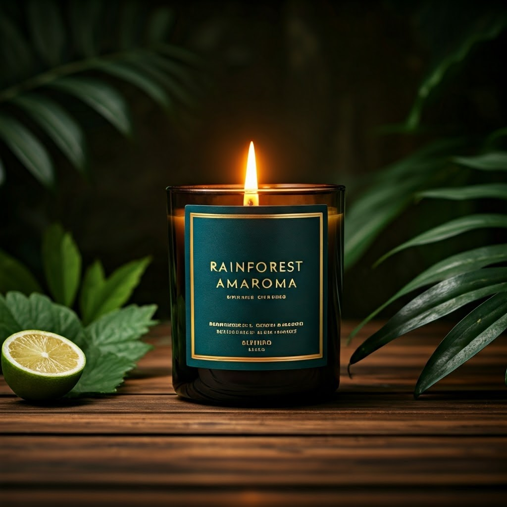 Rainforest Amaroma Scented Candle - Natural Wax, Aromatherapy Home Fragrance Decoration