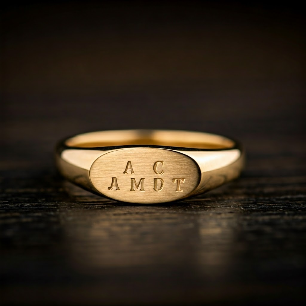 Gold Signet Ring with Initials: Personalized Custom Engraved Gold Ring for Men and Women | ACME