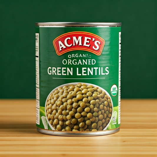 Lentilha Verde Orgânica ACME's Enlatada 540ml: Vegana, Rica em Proteína, Pronta para Uso. Compre já!
